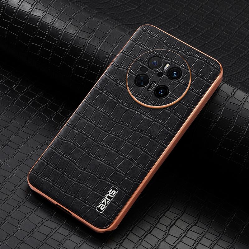 Huawei Mate 70 Luxury Case - Electroplated Frame, Crocodile Texture Leather, Full Coverage Protection, Anti-Fingerprint & Shockproof