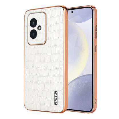 Honor 100 Luxury Case - Electroplated Frame, Crocodile Texture Leather, Full Coverage Protection, Anti-Fingerprint & Shockproof