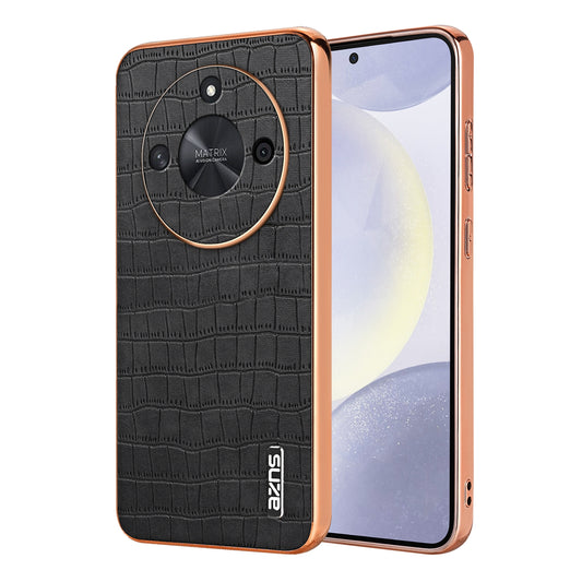 Honor X50/X50 Pro Luxury Case - Electroplated Frame, Crocodile Texture Leather, Full Coverage Protection, Anti-Fingerprint & Shockproof