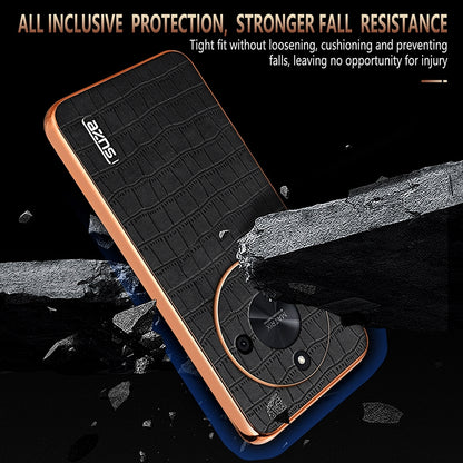 Honor X50/X50 Pro Luxury Case - Electroplated Frame, Crocodile Texture Leather, Full Coverage Protection, Anti-Fingerprint & Shockproof