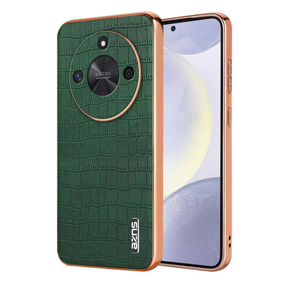 Honor X50 GT Luxury Case - Electroplated Frame, Crocodile Texture Leather, Full Coverage Protection, Anti-Fingerprint & Shockproof