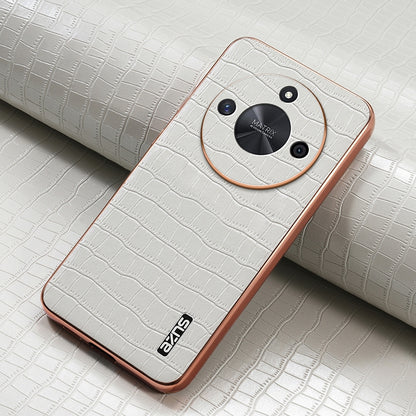 Honor X50/X50 Pro Luxury Case - Electroplated Frame, Crocodile Texture Leather, Full Coverage Protection, Anti-Fingerprint & Shockproof