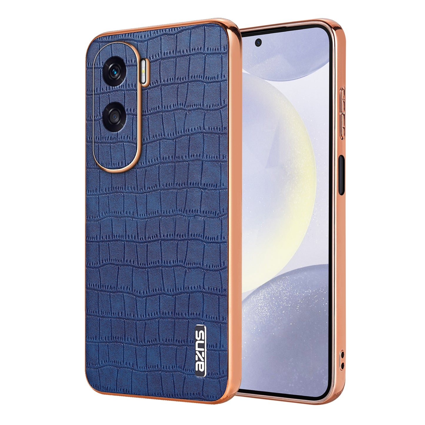 Honor 90 Lite Luxury Case - Electroplated Frame, Crocodile Texture Leather, Full Coverage Protection, Anti-Fingerprint & Shockproof