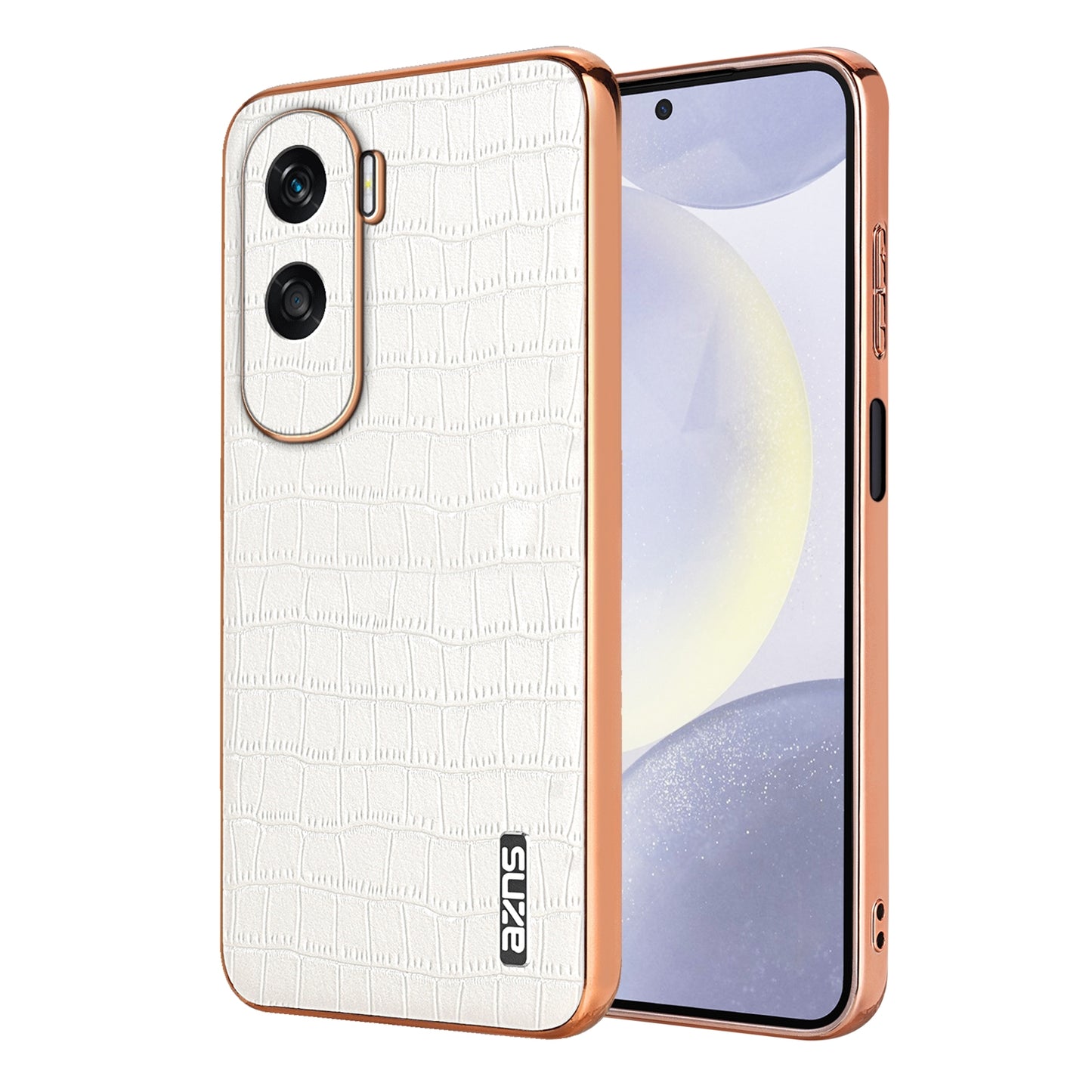 Honor 90 Lite Luxury Case - Electroplated Frame, Crocodile Texture Leather, Full Coverage Protection, Anti-Fingerprint & Shockproof