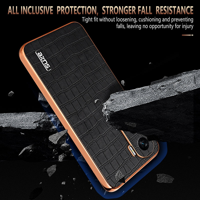 Honor 90 Lite Luxury Case - Electroplated Frame, Crocodile Texture Leather, Full Coverage Protection, Anti-Fingerprint & Shockproof