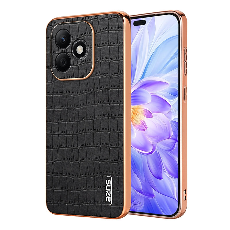 Honor X60i Luxury Case - Electroplated Frame, Crocodile Texture Leather, Full Coverage Protection, Anti-Fingerprint & Shockproof