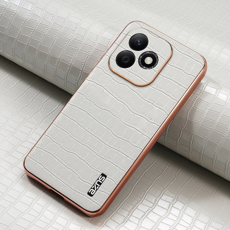 Honor X60i Luxury Case - Electroplated Frame, Crocodile Texture Leather, Full Coverage Protection, Anti-Fingerprint & Shockproof
