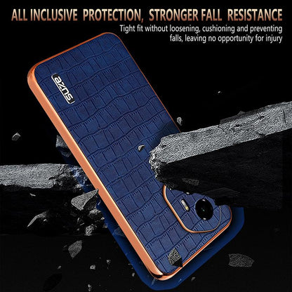 Honor 300 Luxury Case - Electroplated Frame, Crocodile Texture Leather, Full Coverage Protection, Anti-Fingerprint & Shockproof