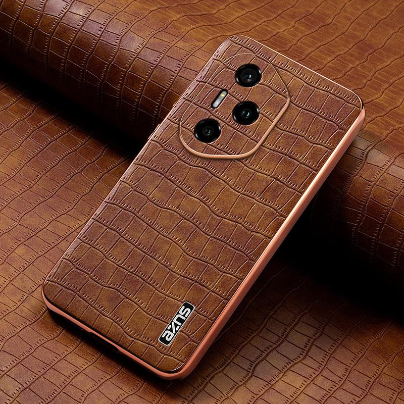 Honor 300 Pro Luxury Case - Electroplated Frame, Crocodile Texture Leather, Full Coverage Protection, Anti-Fingerprint & Shockproof