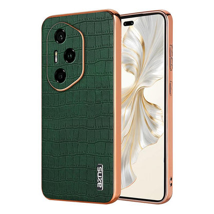 Honor 300 Pro Luxury Case - Electroplated Frame, Crocodile Texture Leather, Full Coverage Protection, Anti-Fingerprint & Shockproof