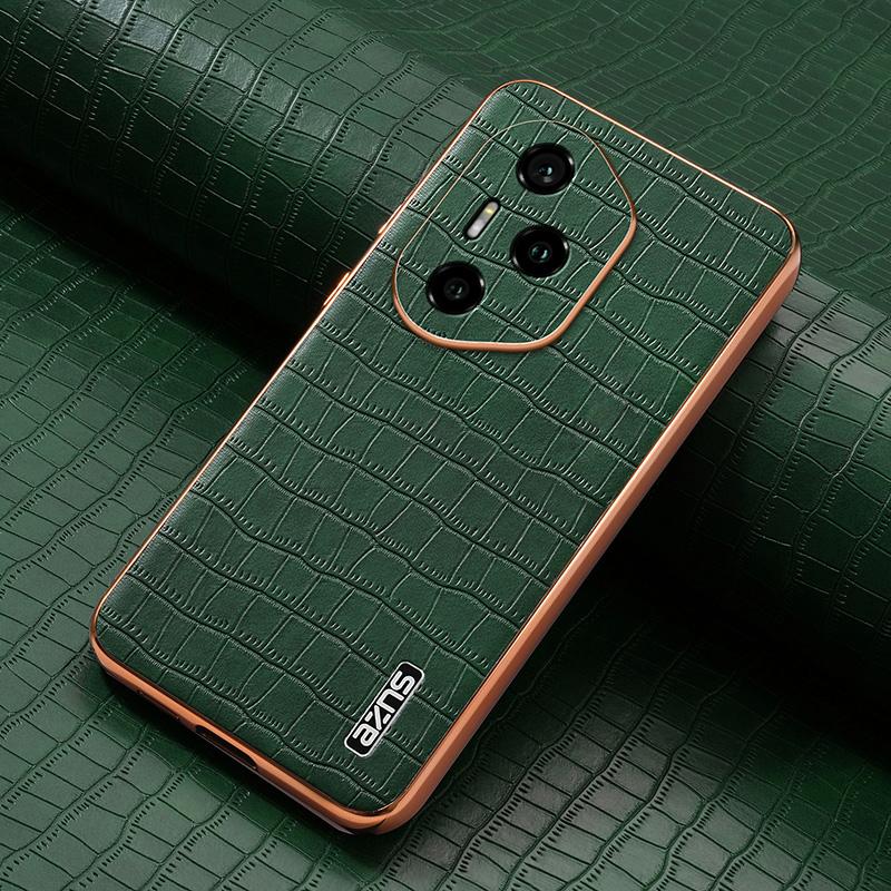 Honor 300 Pro Luxury Case - Electroplated Frame, Crocodile Texture Leather, Full Coverage Protection, Anti-Fingerprint & Shockproof