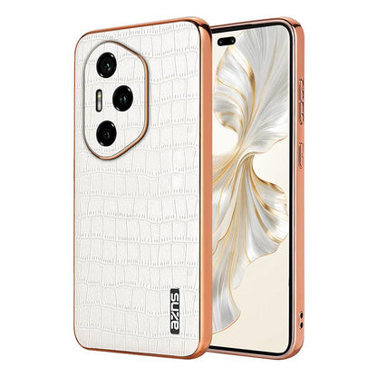 Honor 300 Pro Luxury Case - Electroplated Frame, Crocodile Texture Leather, Full Coverage Protection, Anti-Fingerprint & Shockproof