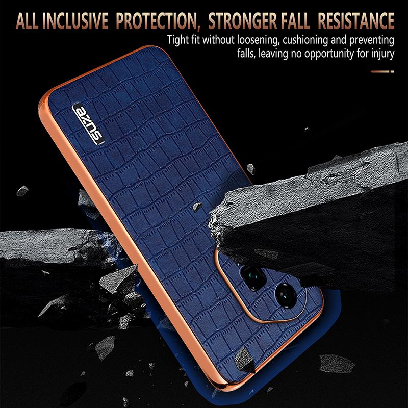 Honor 300 Ultra Luxury Case - Electroplated Frame, Crocodile Texture Leather, Full Coverage Protection, Anti-Fingerprint & Shockproof