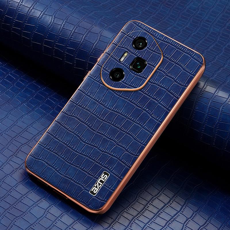 Honor 300 Ultra Luxury Case - Electroplated Frame, Crocodile Texture Leather, Full Coverage Protection, Anti-Fingerprint & Shockproof