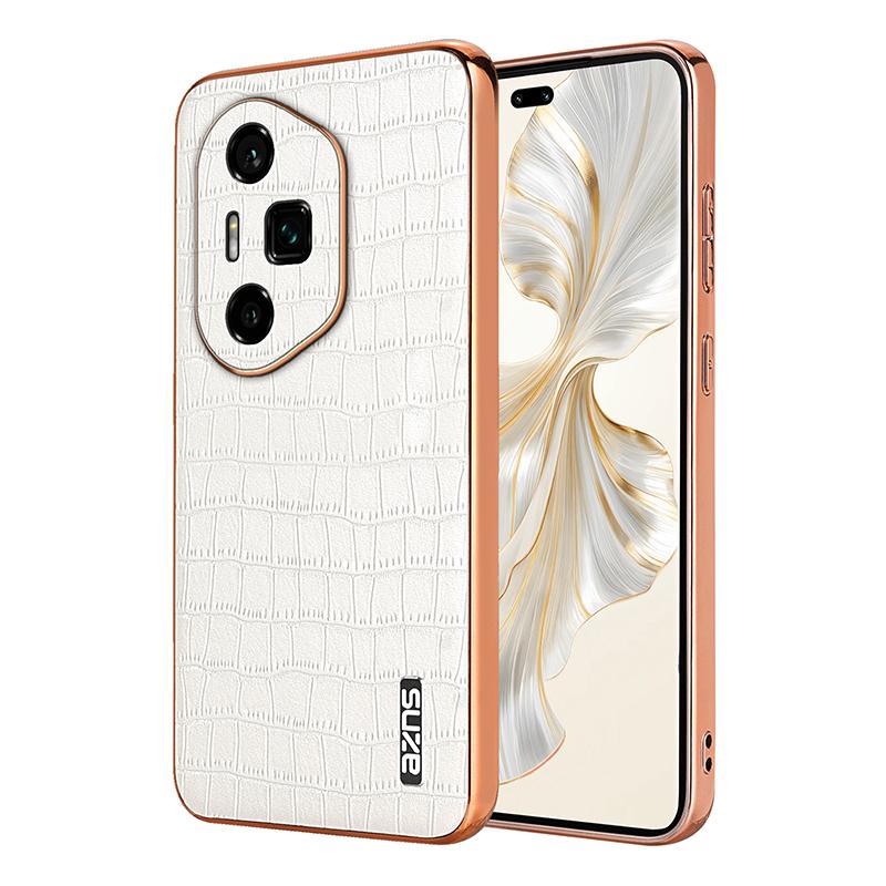Honor 300 Ultra Luxury Case - Electroplated Frame, Crocodile Texture Leather, Full Coverage Protection, Anti-Fingerprint & Shockproof