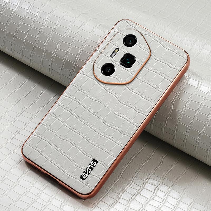 Honor 300 Ultra Luxury Case - Electroplated Frame, Crocodile Texture Leather, Full Coverage Protection, Anti-Fingerprint & Shockproof