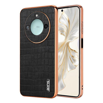 Honor X60 Luxury Case - Electroplated Frame, Crocodile Texture Leather, Full Coverage Protection, Anti-Fingerprint & Shockproof