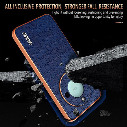 Honor X60 Luxury Case - Electroplated Frame, Crocodile Texture Leather, Full Coverage Protection, Anti-Fingerprint & Shockproof