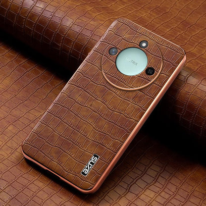 Honor X60 Luxury Case - Electroplated Frame, Crocodile Texture Leather, Full Coverage Protection, Anti-Fingerprint & Shockproof