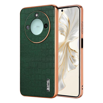 Honor X60 Luxury Case - Electroplated Frame, Crocodile Texture Leather, Full Coverage Protection, Anti-Fingerprint & Shockproof