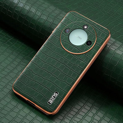 Honor X60 Luxury Case - Electroplated Frame, Crocodile Texture Leather, Full Coverage Protection, Anti-Fingerprint & Shockproof