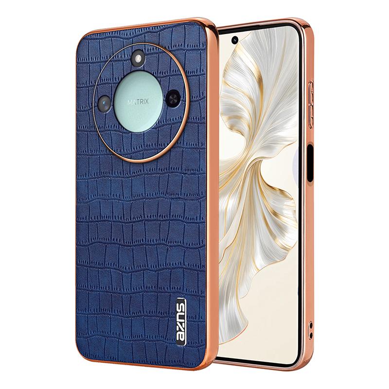 Honor X60 Luxury Case - Electroplated Frame, Crocodile Texture Leather, Full Coverage Protection, Anti-Fingerprint & Shockproof