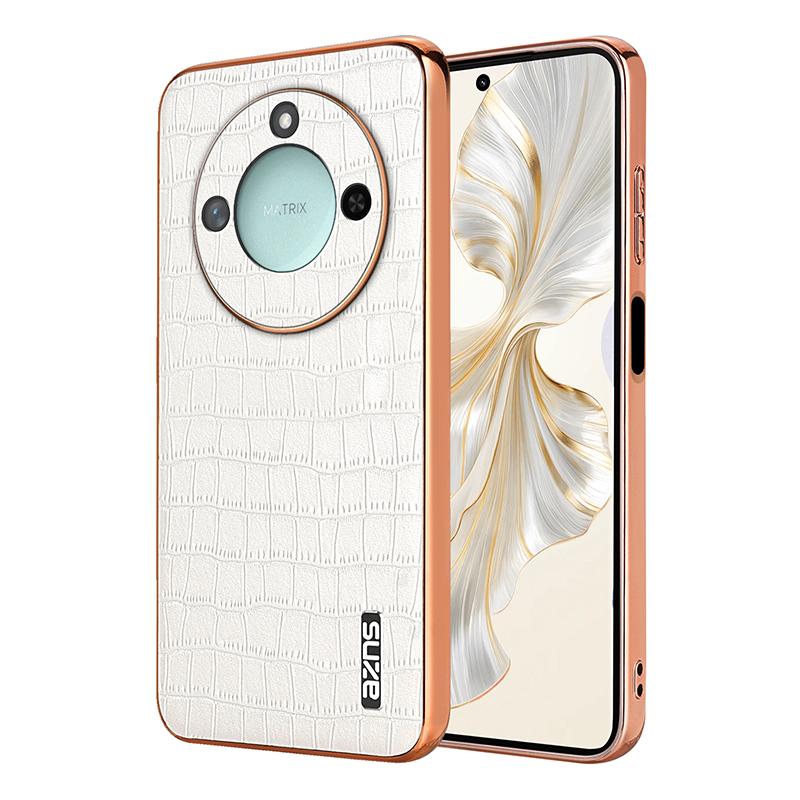 Honor X60 Luxury Case - Electroplated Frame, Crocodile Texture Leather, Full Coverage Protection, Anti-Fingerprint & Shockproof