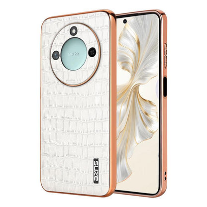 Honor X60 Luxury Case - Electroplated Frame, Crocodile Texture Leather, Full Coverage Protection, Anti-Fingerprint & Shockproof