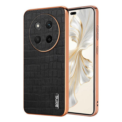 Honor X60 Pro Luxury Case - Electroplated Frame, Crocodile Texture Leather, Full Coverage Protection, Anti-Fingerprint & Shockproof