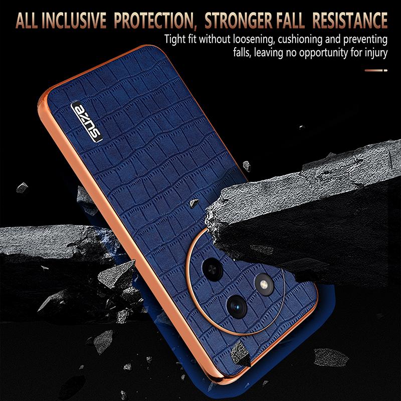 Honor X60 Pro Luxury Case - Electroplated Frame, Crocodile Texture Leather, Full Coverage Protection, Anti-Fingerprint & Shockproof