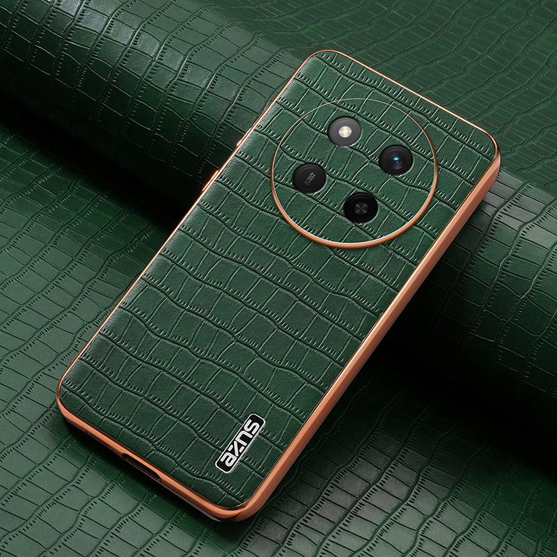 Honor X60 Pro Luxury Case - Electroplated Frame, Crocodile Texture Leather, Full Coverage Protection, Anti-Fingerprint & Shockproof
