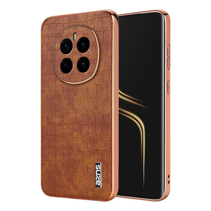 Honor Magic7 Luxury Case - Electroplated Frame, Crocodile Texture Leather, Full Coverage Protection, Anti-Fingerprint & Shockproof