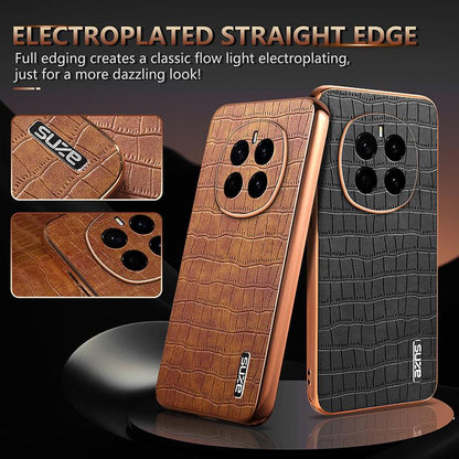 Honor Magic7 Luxury Case - Electroplated Frame, Crocodile Texture Leather, Full Coverage Protection, Anti-Fingerprint & Shockproof