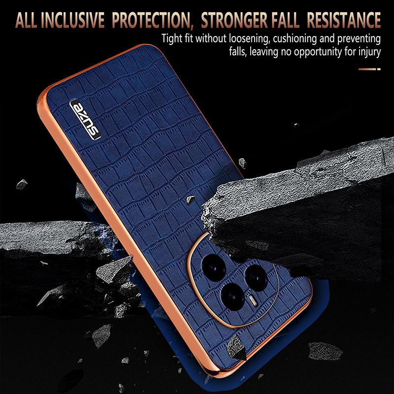 Honor Magic7 Luxury Case - Electroplated Frame, Crocodile Texture Leather, Full Coverage Protection, Anti-Fingerprint & Shockproof
