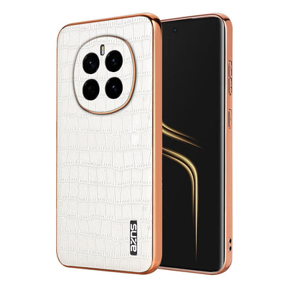 Honor Magic7 Luxury Case - Electroplated Frame, Crocodile Texture Leather, Full Coverage Protection, Anti-Fingerprint & Shockproof