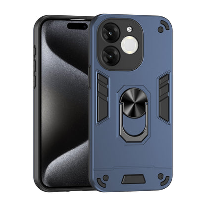 Shockproof Itel A80 Phone Case with 360° Rotatable Metal Ring Holder, Magnetic Car Mount Stand, Ultra-Thin PC & Silicone Protection Cover