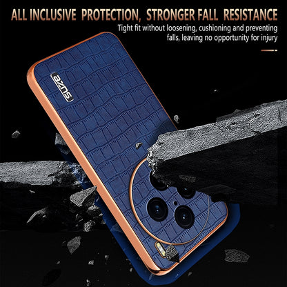 vivo X100 Pro 5G Luxury Case - Electroplated Frame, Crocodile Texture Leather, Full Coverage Protection, Anti-Fingerprint & Shockproof