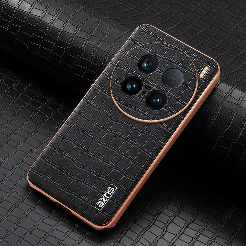 vivo X100 Ultra Luxury Case - Electroplated Frame, Crocodile Texture Leather, Full Coverage Protection, Anti-Fingerprint & Shockproof