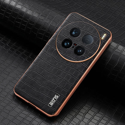 vivo X100 Ultra Luxury Case - Electroplated Frame, Crocodile Texture Leather, Full Coverage Protection, Anti-Fingerprint & Shockproof