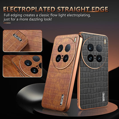 vivo X100 Ultra Luxury Case - Electroplated Frame, Crocodile Texture Leather, Full Coverage Protection, Anti-Fingerprint & Shockproof