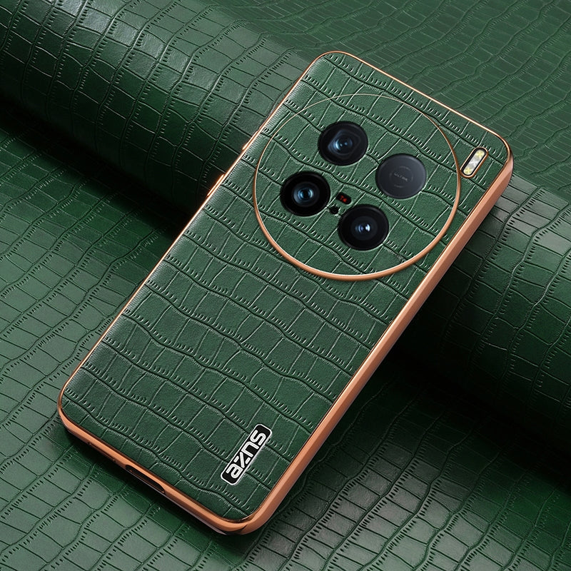 vivo X100 Ultra Luxury Case - Electroplated Frame, Crocodile Texture Leather, Full Coverage Protection, Anti-Fingerprint & Shockproof