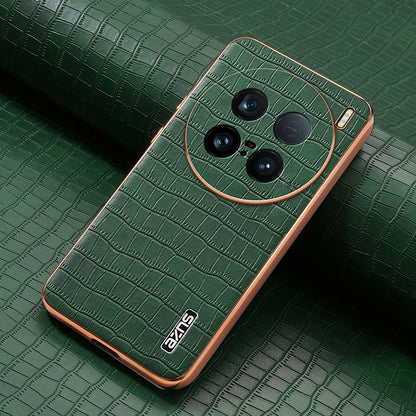 vivo X100 Ultra Luxury Case - Electroplated Frame, Crocodile Texture Leather, Full Coverage Protection, Anti-Fingerprint & Shockproof