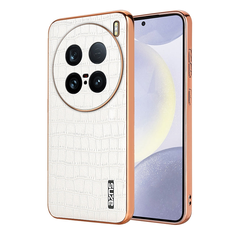 vivo X100 Ultra Luxury Case - Electroplated Frame, Crocodile Texture Leather, Full Coverage Protection, Anti-Fingerprint & Shockproof