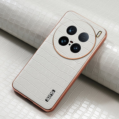 vivo X100 Ultra Luxury Case - Electroplated Frame, Crocodile Texture Leather, Full Coverage Protection, Anti-Fingerprint & Shockproof