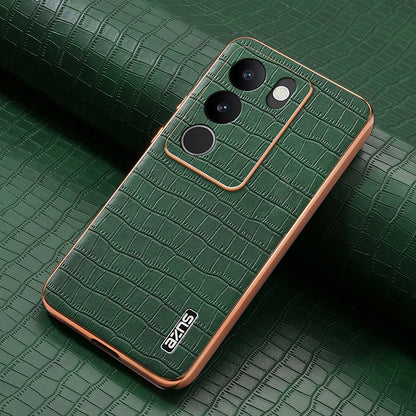 vivo S17t Luxury Case - Electroplated Frame, Crocodile Texture Leather, Full Coverage Protection, Anti-Fingerprint & Shockproof