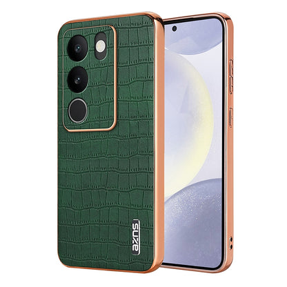 vivo S17/S17 Pro Luxury Case - Electroplated Frame, Crocodile Texture Leather, Full Coverage Protection, Anti-Fingerprint & Shockproof
