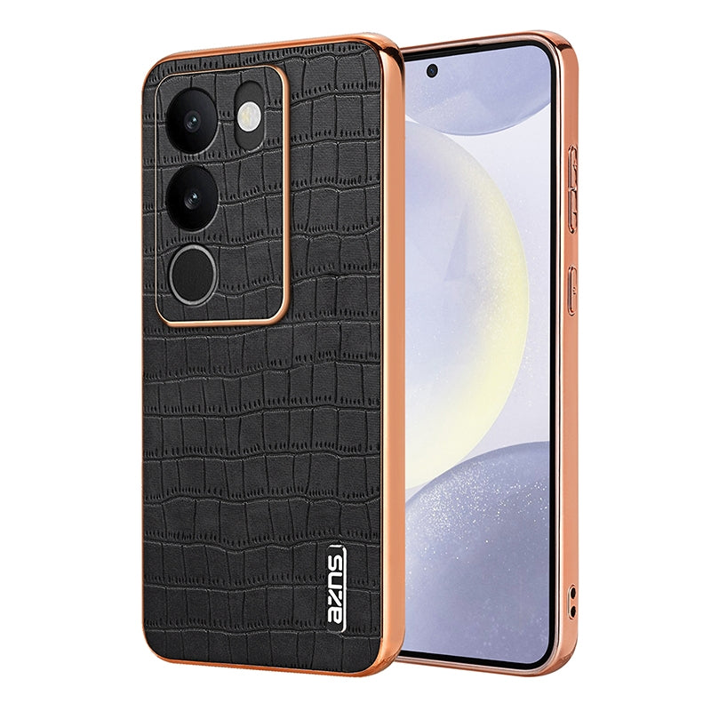 vivo V29/V29 Pro Luxury Case - Electroplated Frame, Crocodile Texture Leather, Full Coverage Protection, Anti-Fingerprint & Shockproof