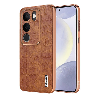 vivo V29/V29 Pro Luxury Case - Electroplated Frame, Crocodile Texture Leather, Full Coverage Protection, Anti-Fingerprint & Shockproof