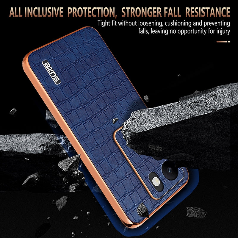vivo V29/V29 Pro Luxury Case - Electroplated Frame, Crocodile Texture Leather, Full Coverage Protection, Anti-Fingerprint & Shockproof