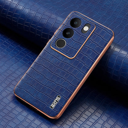vivo V29/V29 Pro Luxury Case - Electroplated Frame, Crocodile Texture Leather, Full Coverage Protection, Anti-Fingerprint & Shockproof
